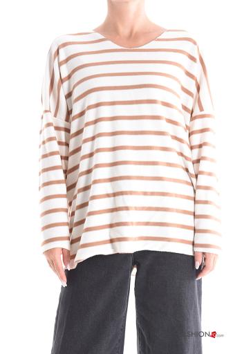 Maglione maniche lunghe Fantasia righe scollo a V