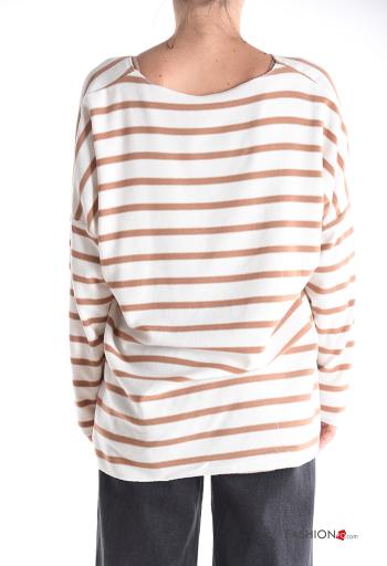Maglione maniche lunghe Fantasia righe scollo a V - ph 2