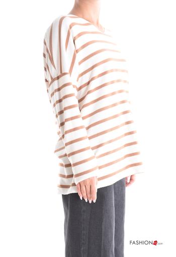 Maglione maniche lunghe Fantasia righe scollo a V - ph 3