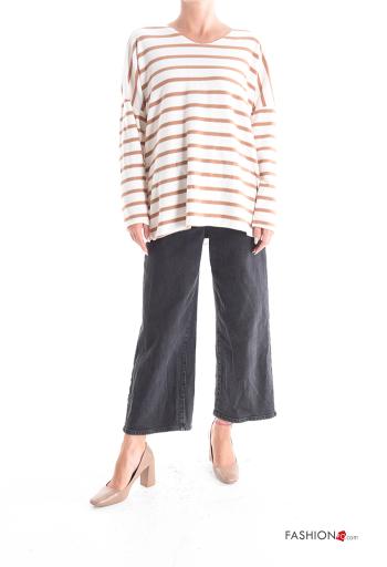Maglione maniche lunghe Fantasia righe scollo a V - ph 5