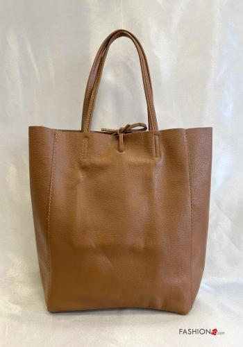 Mala de ombro em Couro Genuíno com bolsos com fecho - ph 1