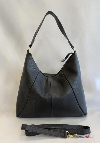 Sac porté épaule en Cuir Véritable avec fermeture éclair avec bandoulière - ph 1