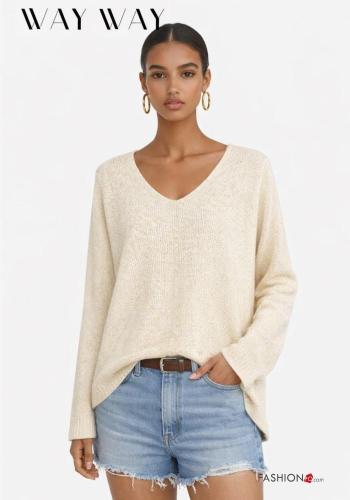 Maglione lurex scollo a V