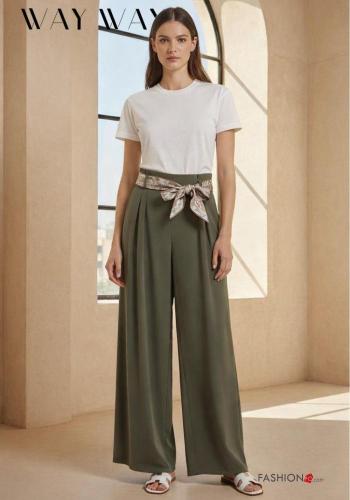 Pantalone vita alta con cintura