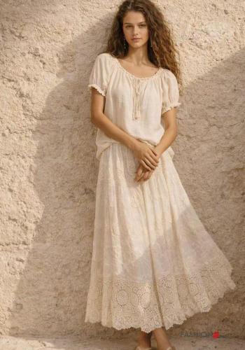 Jupe en Coton broderie anglaise