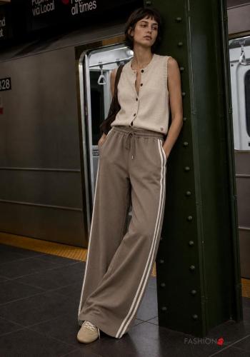 Pantalone in Cotone con elastico con tasche con coulisse - ph 1