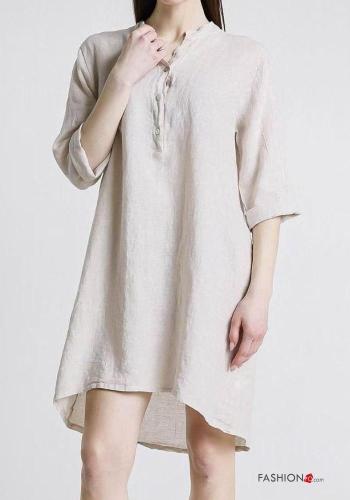 Abito in Lino con bottoni maniche a tre quarti - ph 1