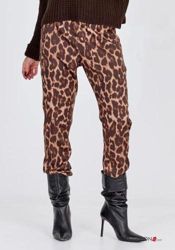 Pantalone Fantasia animalier con elastico con tasche con corda