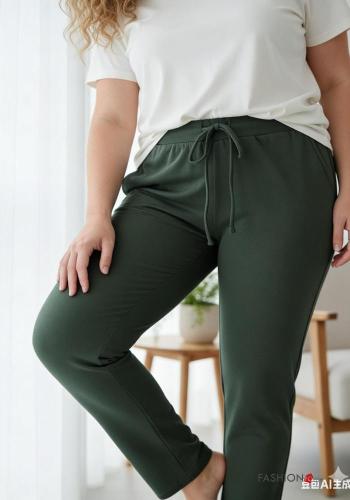 Oversize lange Hose aus Baumwolle mit Taschen mit gummizug mit knoten