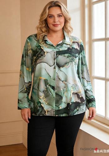 Blusa manga comprida Padrão artístico com botões
