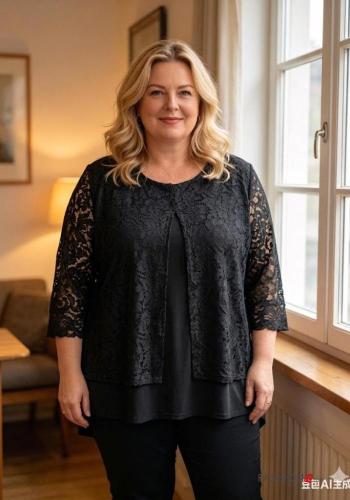 Blusa pizzo maniche lunghe Fantasia colorata - ph 1