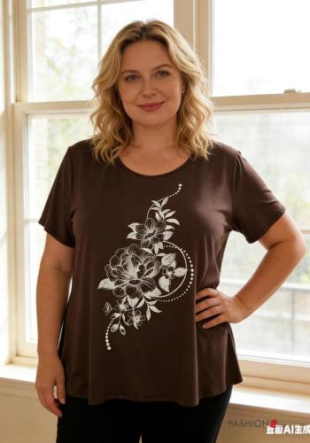 T-shirt maniche corte girocollo Fantasia floreale