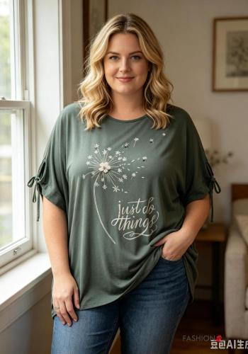 T-shirt girocollo oversize maniche corte Fantasia floreale