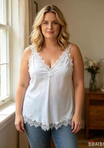 Top pizzo raso scollo a V