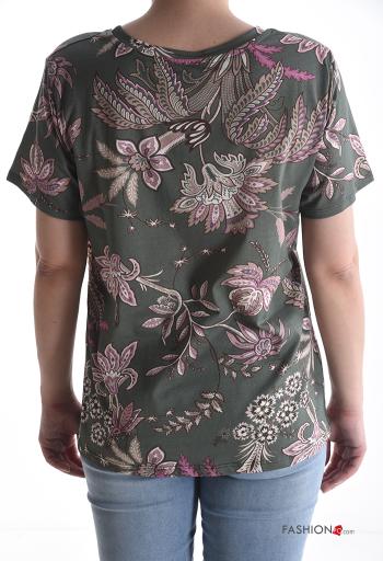 T-shirt in Cotone maniche corte girocollo Fantasia floreale - ph 2