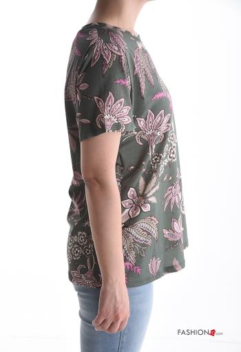 T-shirt in Cotone maniche corte girocollo Fantasia floreale - ph 3