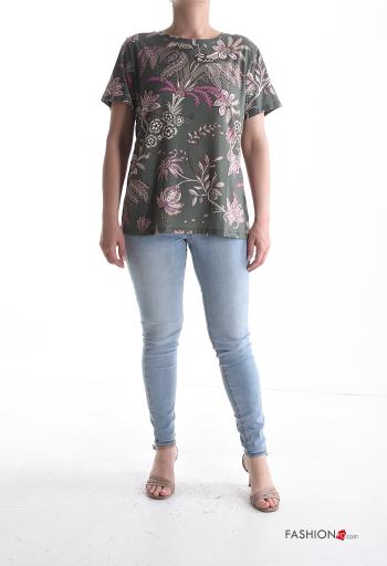 T-shirt in Cotone maniche corte girocollo Fantasia floreale - ph 5