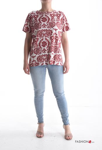 T-shirt in Cotone maniche corte girocollo Fantasia stampata - ph 5