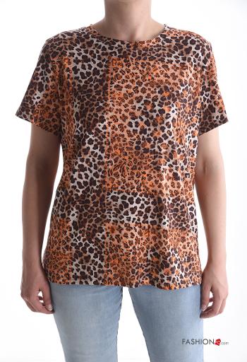 T-shirt in Cotone maniche corte girocollo Fantasia animalier - ph 1