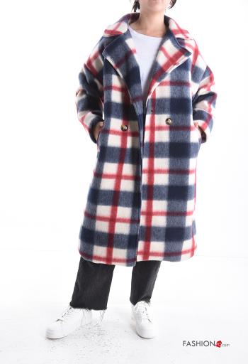 Cappotto in Misto Lana maniche lunghe Fantasia tartan con fodera con bottoni con tasche