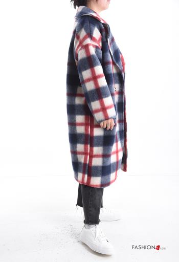 Cappotto in Misto Lana maniche lunghe Fantasia tartan con fodera con bottoni con tasche - ph 3