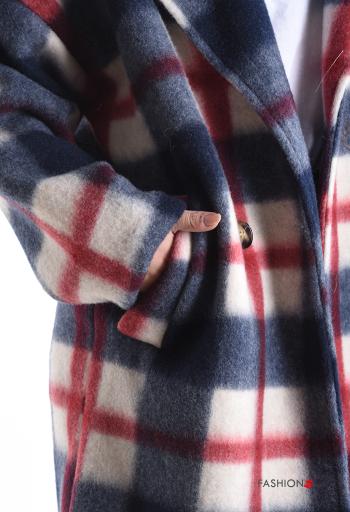 Cappotto in Misto Lana maniche lunghe Fantasia tartan con fodera con bottoni con tasche - ph 4