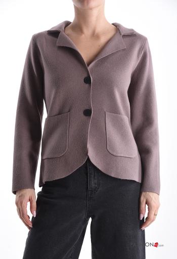Cardigan maniche lunghe con colletto con bottoni con tasche