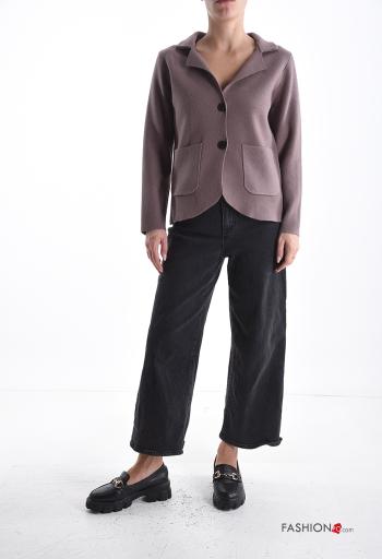 Cardigan maniche lunghe con colletto con bottoni con tasche - ph 5