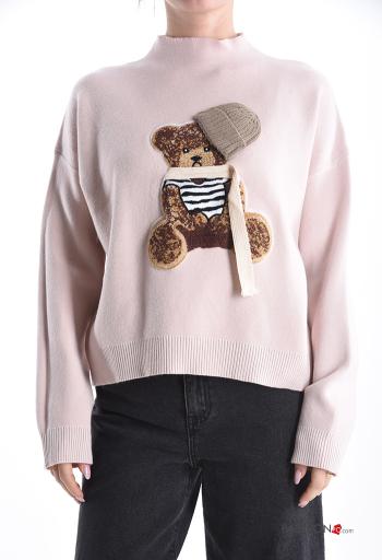 Animal motif long sleeve Sweater Rollneck