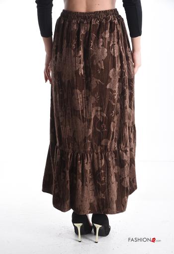 Floral Velvet asymmetrical Skirt with flounces with elastic - ph 2