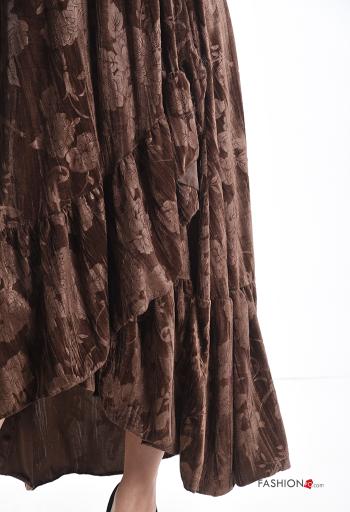 Floral Velvet asymmetrical Skirt with flounces with elastic - ph 4