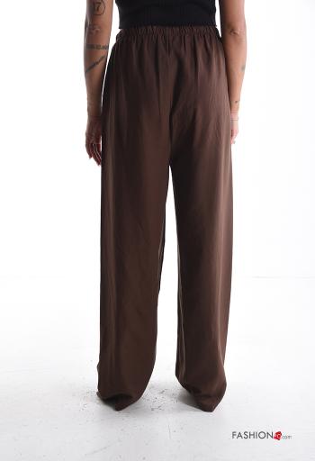wide leg lange Hose aus Leinen mit gummizug - ph 2