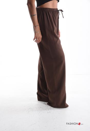 wide leg lange Hose aus Leinen mit gummizug - ph 3