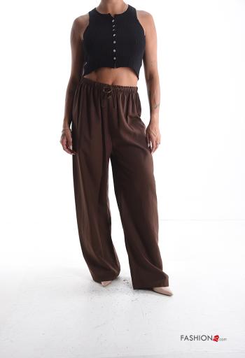 wide leg lange Hose aus Leinen mit gummizug - ph 5
