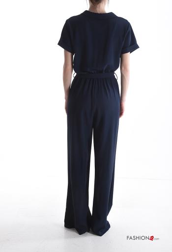 Jumpsuit maniche corte con cintura in stoffa con tasche con zip - ph 2