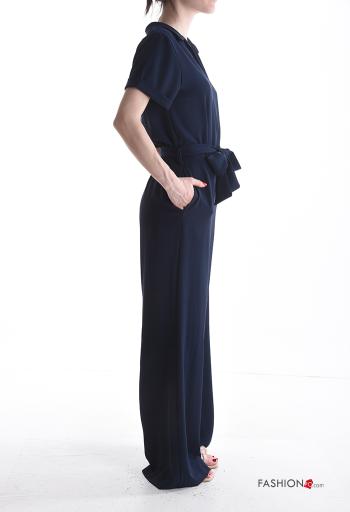 Jumpsuit maniche corte con cintura in stoffa con tasche con zip - ph 3