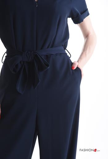 Jumpsuit maniche corte con cintura in stoffa con tasche con zip - ph 4