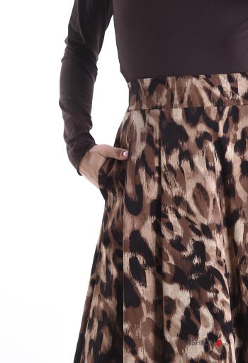 Animal print high waist full Cotton Skirt with pockets with elastic - ph 4