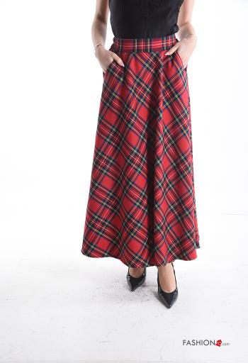 Jupe Motif tartan avec poches avec élastique - ph 1