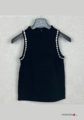 Top brillante con perle
