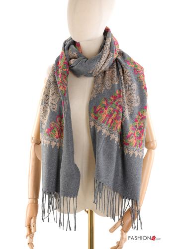 Embroidered Scarf with fringe - ph 1