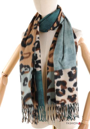 Animal print Scarf with fringe