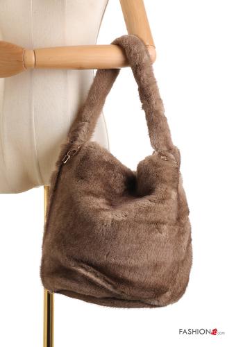 faux fur Bag with shoulder strap with chain