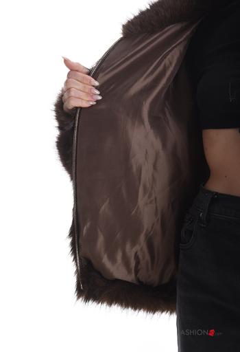 faux fur Jacket Rollneck with lining with zip - ph 2
