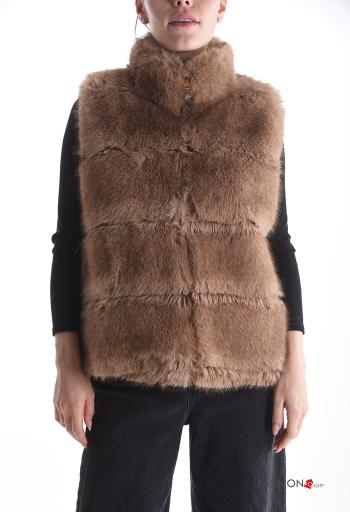 faux fur Gilet Rollneck with lining with zip - ph 1
