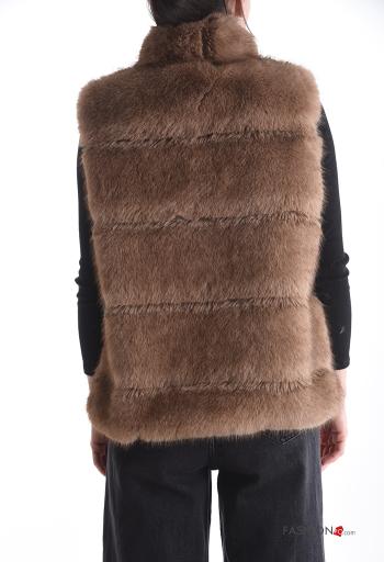 faux fur Gilet Rollneck with lining with zip - ph 2