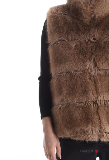 faux fur Gilet Rollneck with lining with zip - ph 4