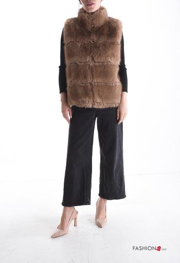 faux fur Gilet Rollneck with lining with zip - ph 5