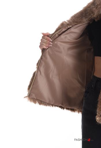 faux fur Gilet Rollneck with lining with zip - ph 6