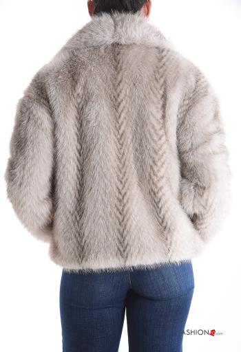faux fur long sleeve Jacket with buttons with lining with pockets - ph 2